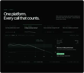 AXIAL product screen in the same identity: “One platform. Every call that counts.”
